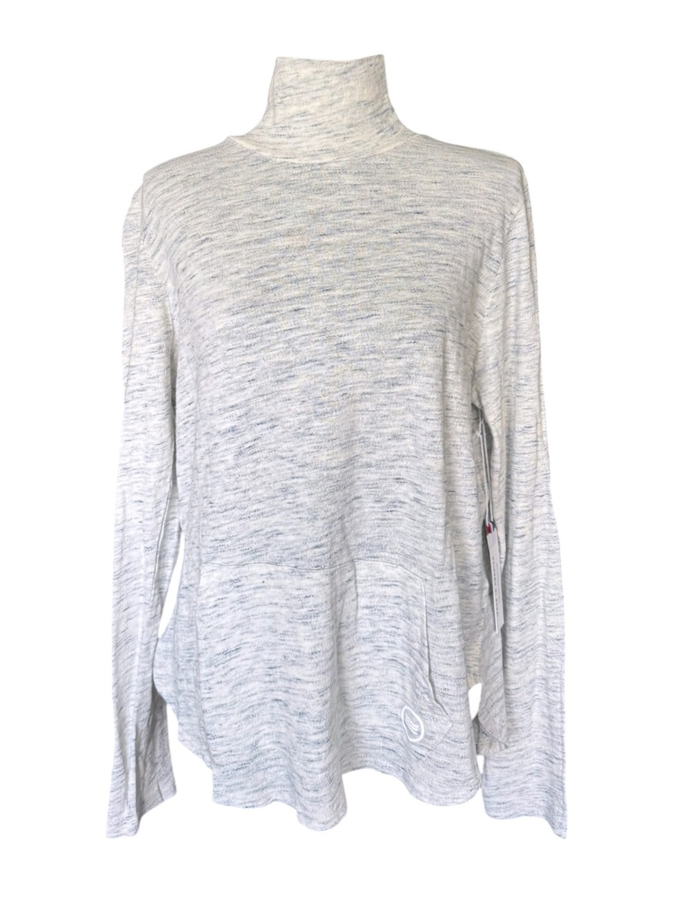 SOL Angeles Mock Neck Pullover Top Medium Gray Space Dye Coastal Casual C321